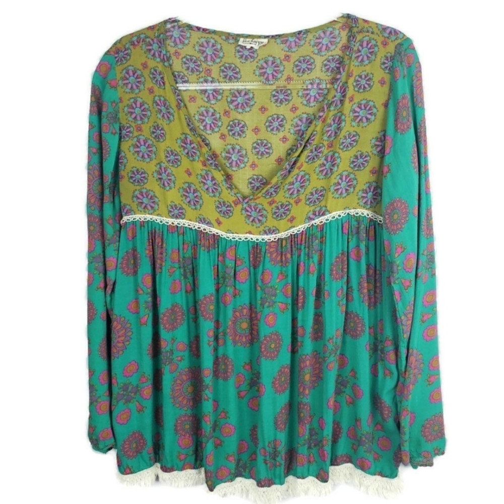 LIVE HAPPY  Tunic Top. Hippie Boho style